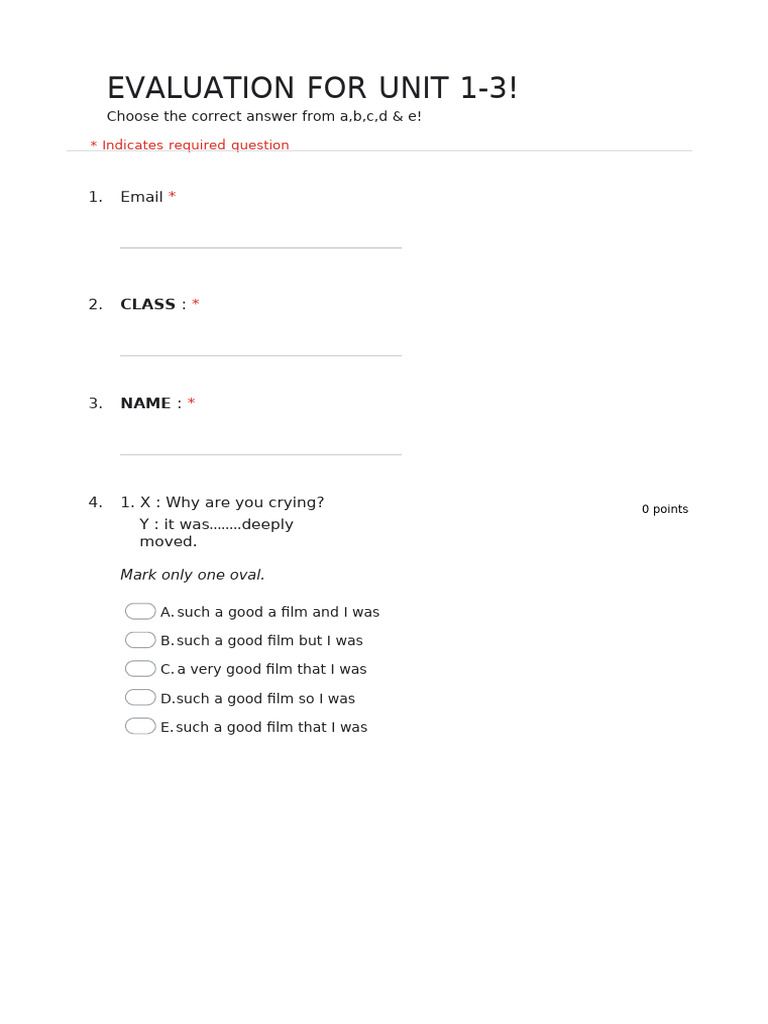 Evaluation For Unit 1-3! | PDF