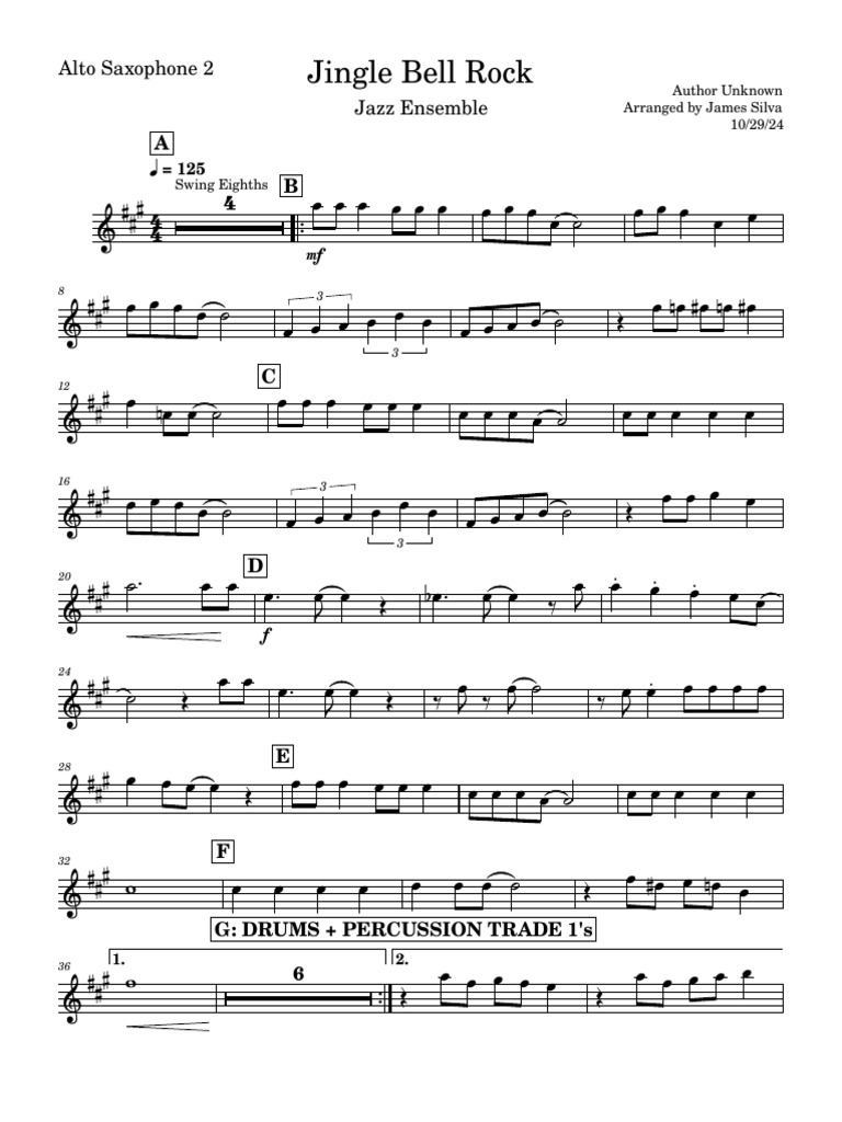 Jingle Bell Rock 10292024-Alto - Saxophone - 2 | PDF | American Styles Of  Music | Music Of The African Diaspora, image size:768x1024