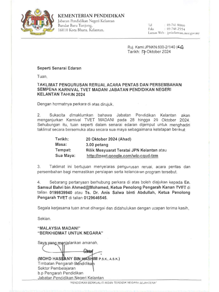 Taklimat Reruai 20 Okt | PDF