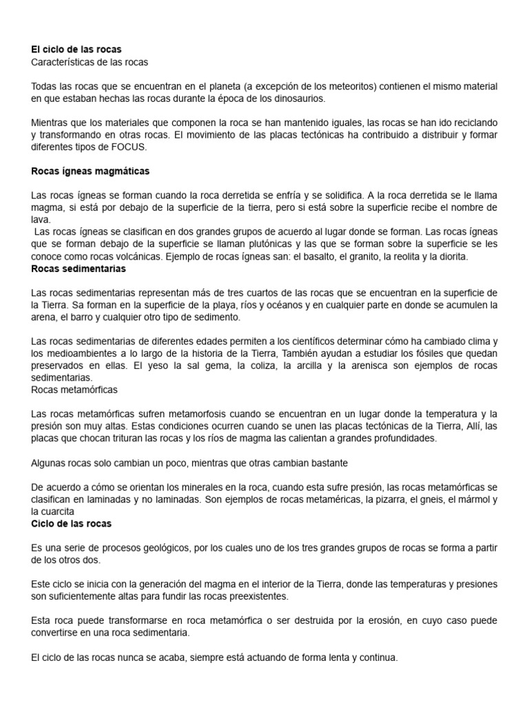 El Ciclo de Las Rocas | PDF | Roca (geología) | Magma