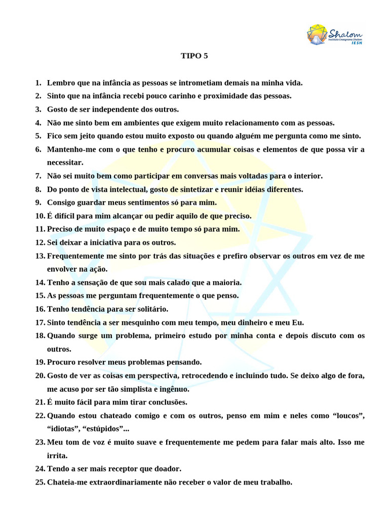 Características de Personalidade Introvertida | PDF