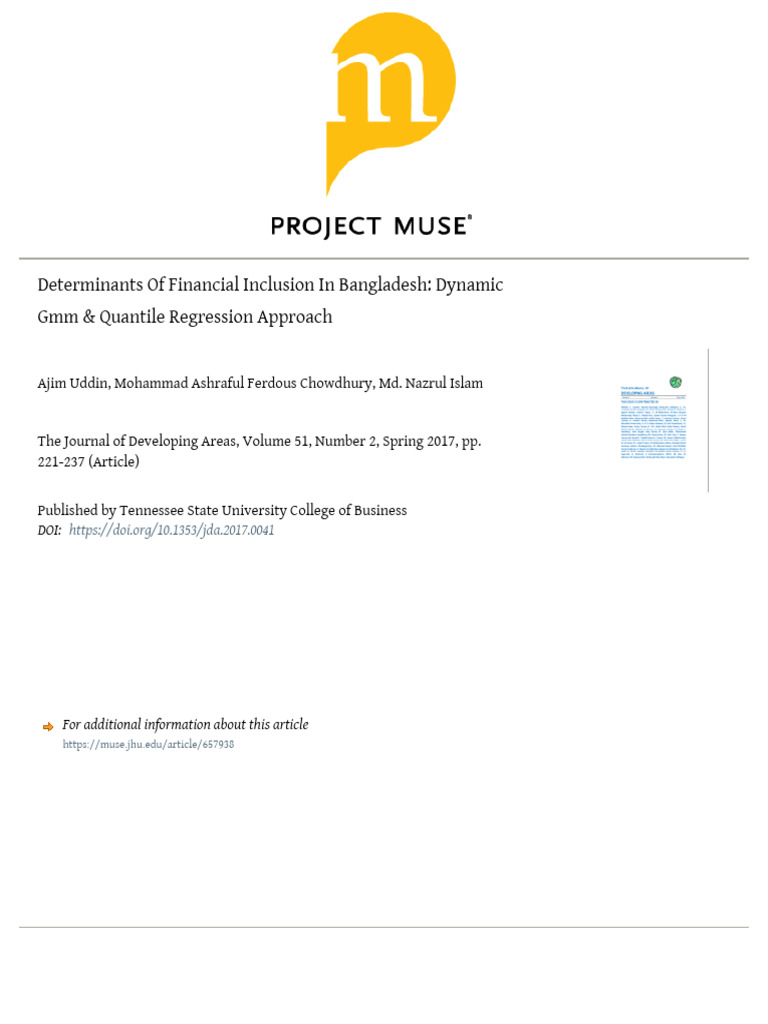 Financial Inclusion Determinants in Bangladesh | PDF | Financial ...