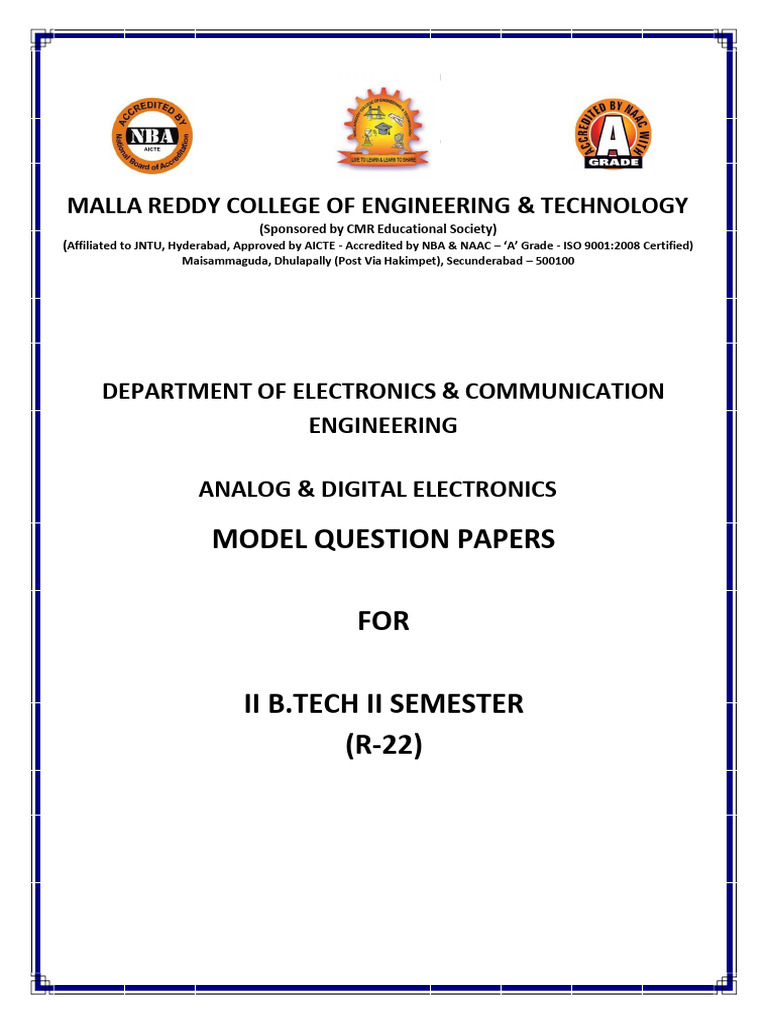 Analog & Digital Electronics Question Bank | PDF | Field Effect ...