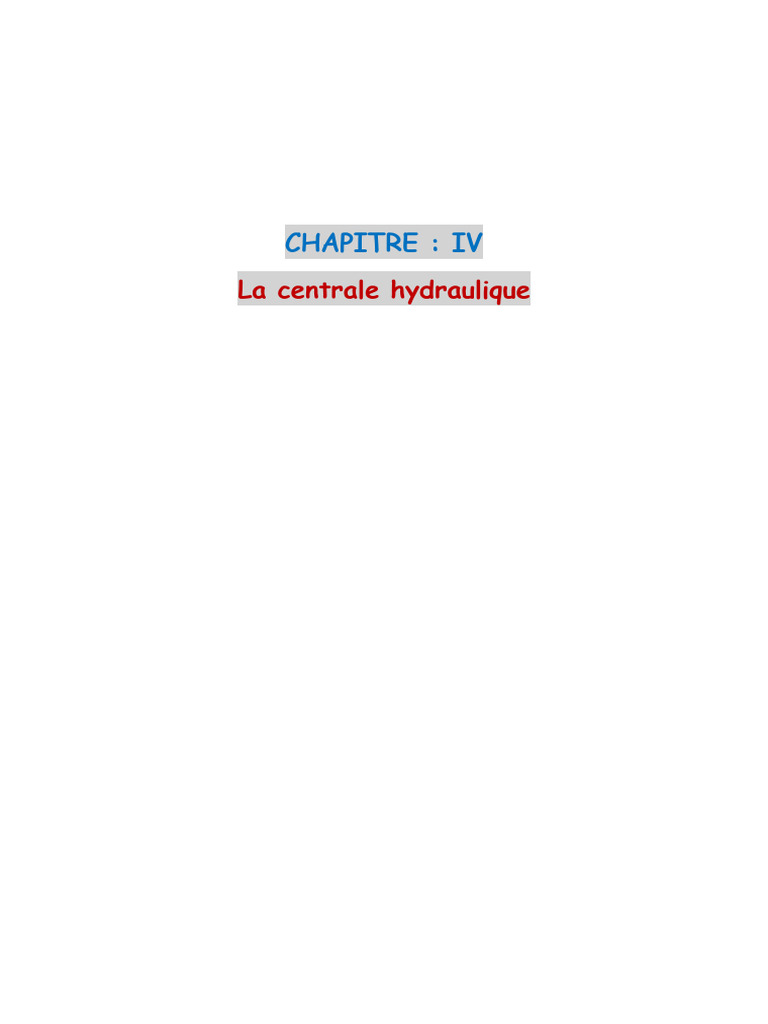 Fonctionnement d'une centrale hydraulique PDF Pompe Filtration — free download