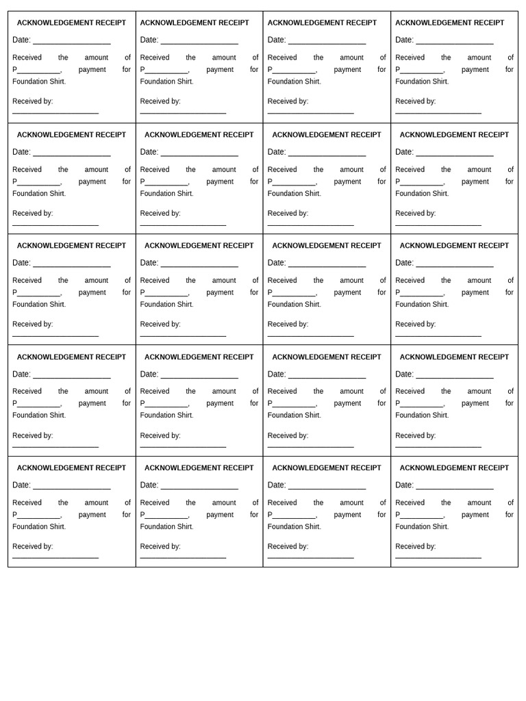 Acknowledgement Receipt Shirt | PDF | Receipt | Accounting