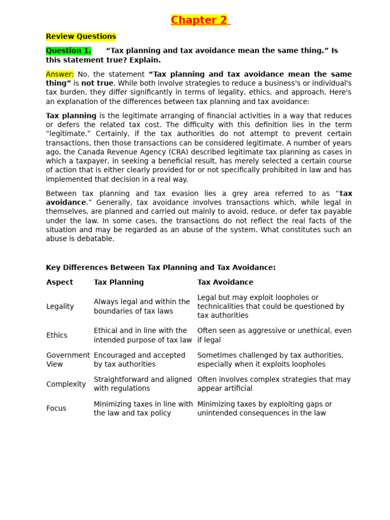 Tax Planning vs. Avoidance Explained | PDF | Tax Avoidance | Dividend