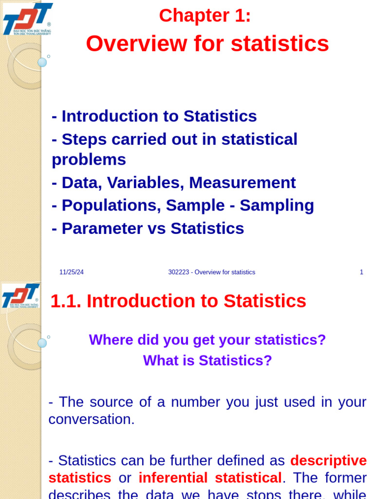 Chapter 1 - Overview For Statistics | PDF | Statistics | Level Of ...