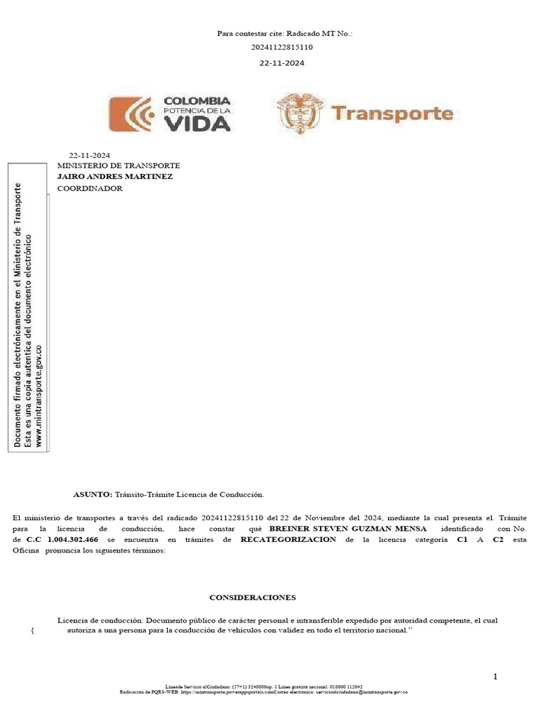 Recategorización de Licencia C1 a C2 | PDF | Licencia de conducir ...
