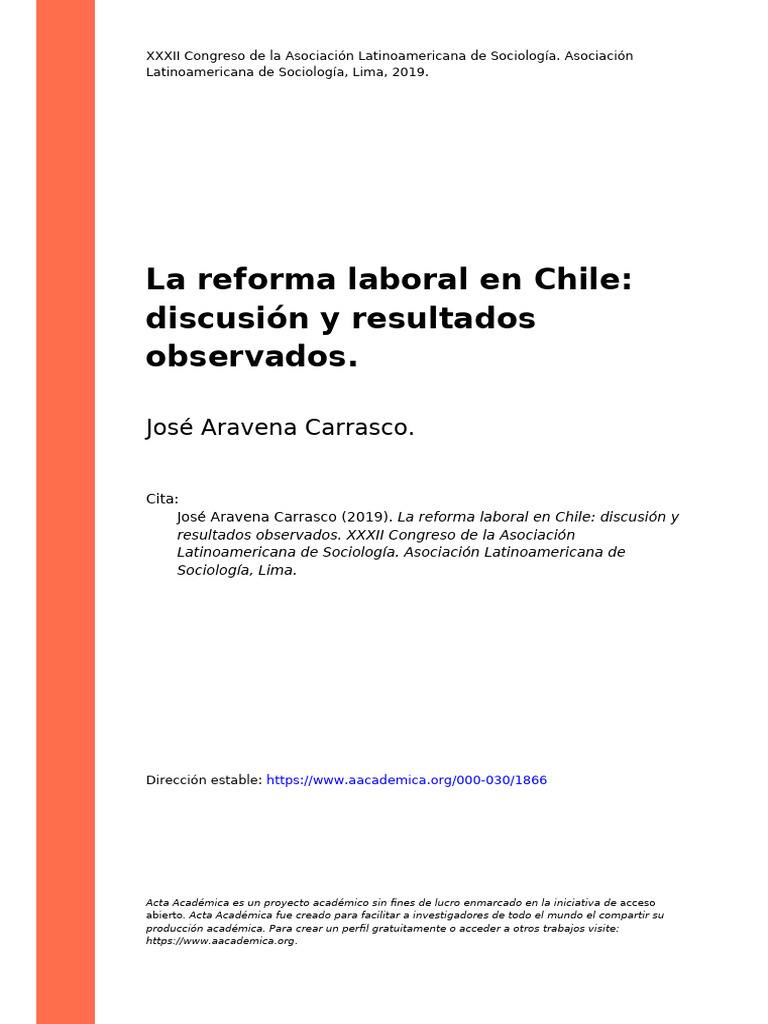 José Aravena Carrasco (2019) - La Reforma Laboral en Chile Discusión y ...
