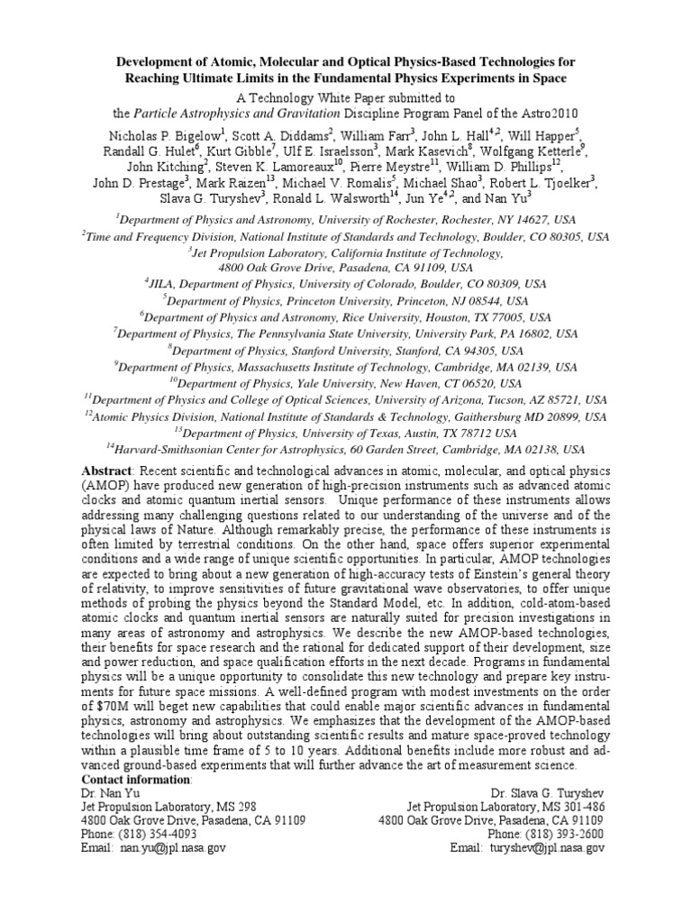 Development of Atomic, Molecular and Optical PhysicsBased Technologies