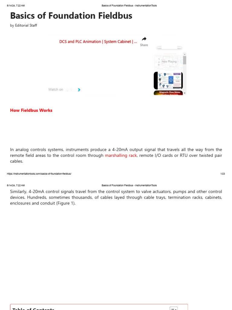 Basics of Foundation Fieldbus - InstrumentationTools | PDF ...