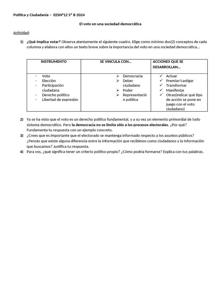 Importancia del Voto en Democracia | PDF | Política | Ciencias sociales