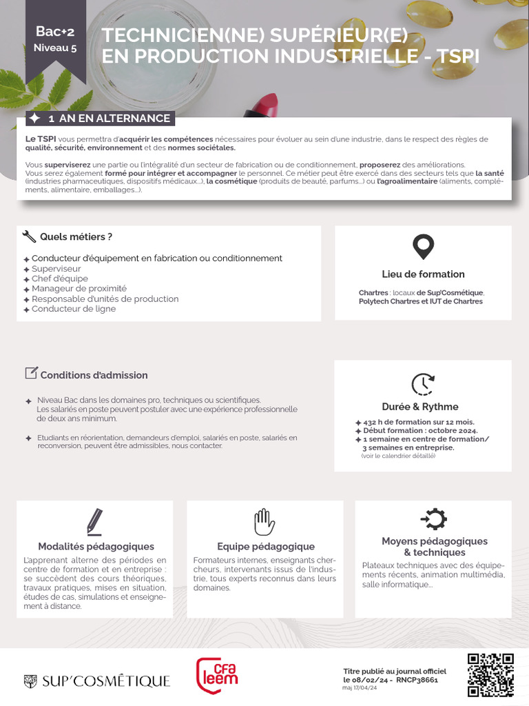 Formation TSPI : Technicien en Production | PDF | Business