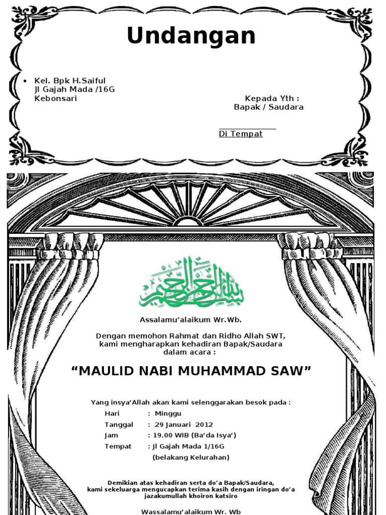 Undangan Maulid Nabi