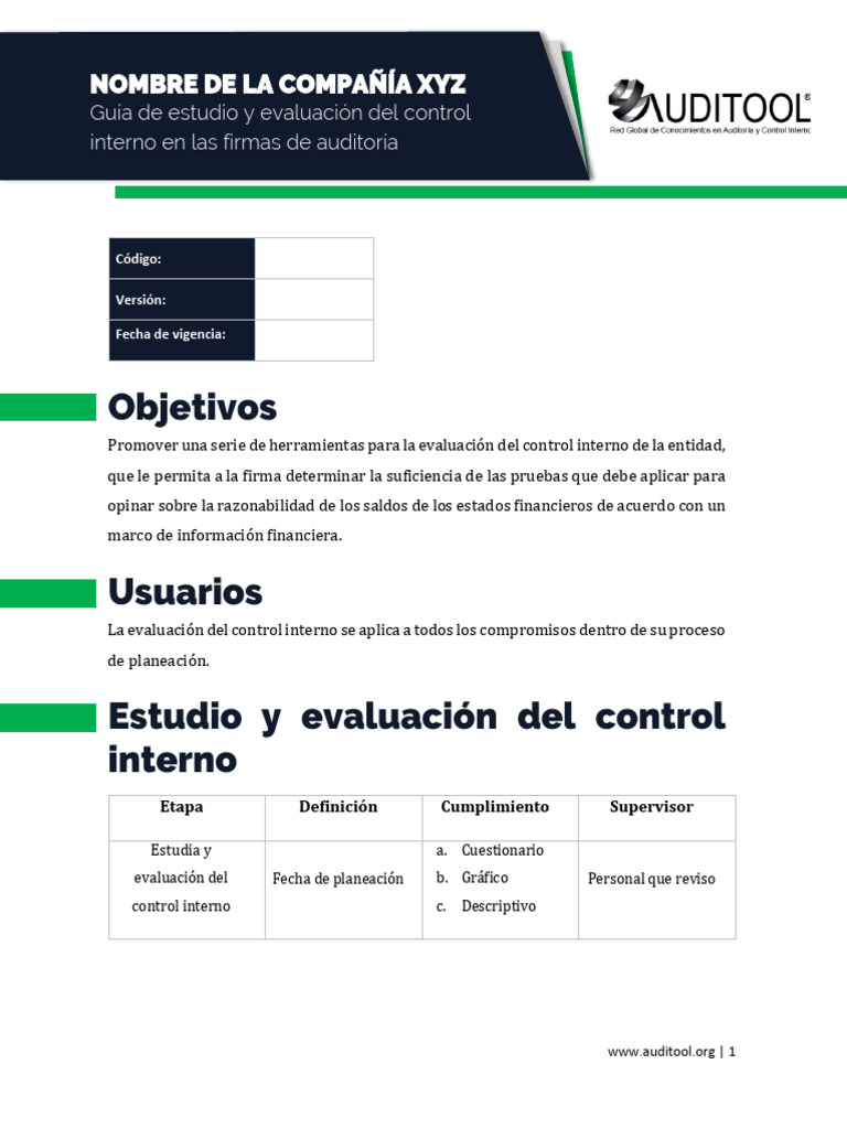Guía de Evaluación del Control Interno | PDF | Auditoría | Evaluación