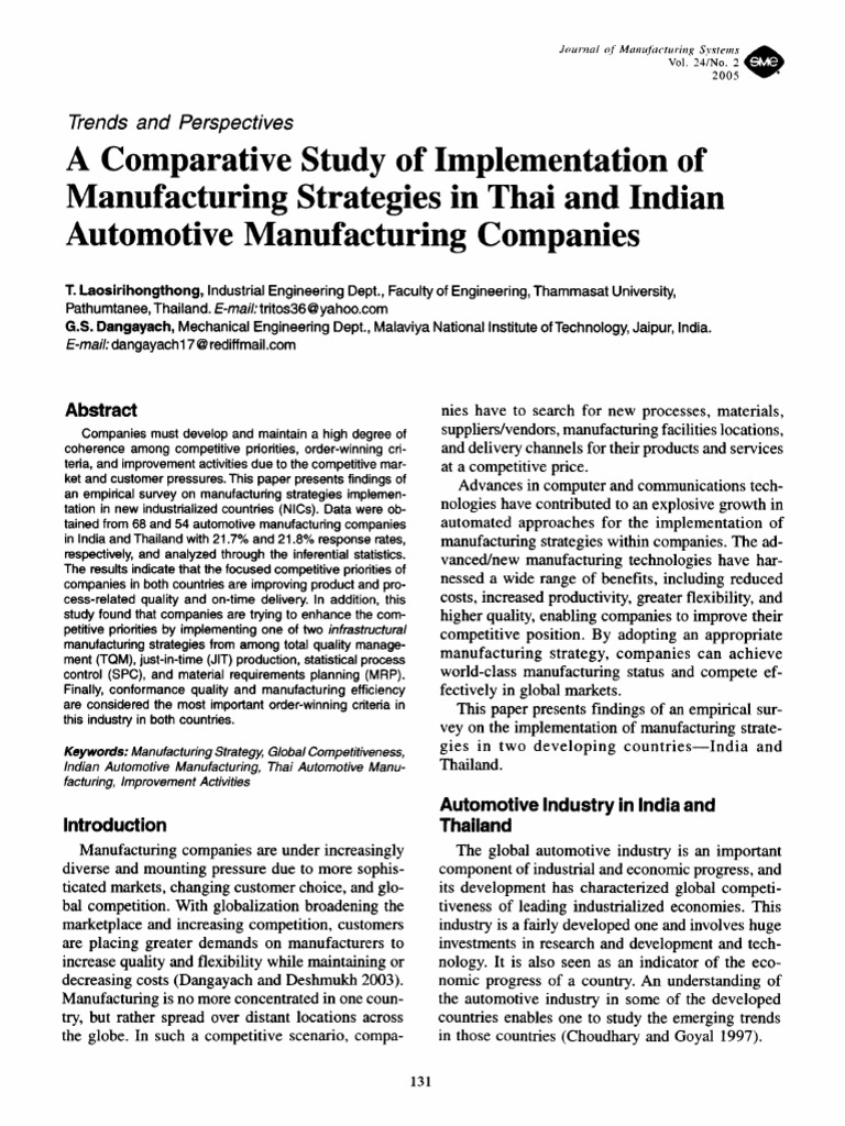 A Comparative Study of Implementation of Manufacturing Strategies in ...