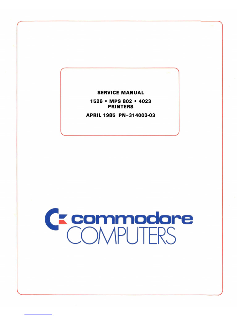 Commodore 1526 Printer Manual | PDF | Rectifier | Input/Output