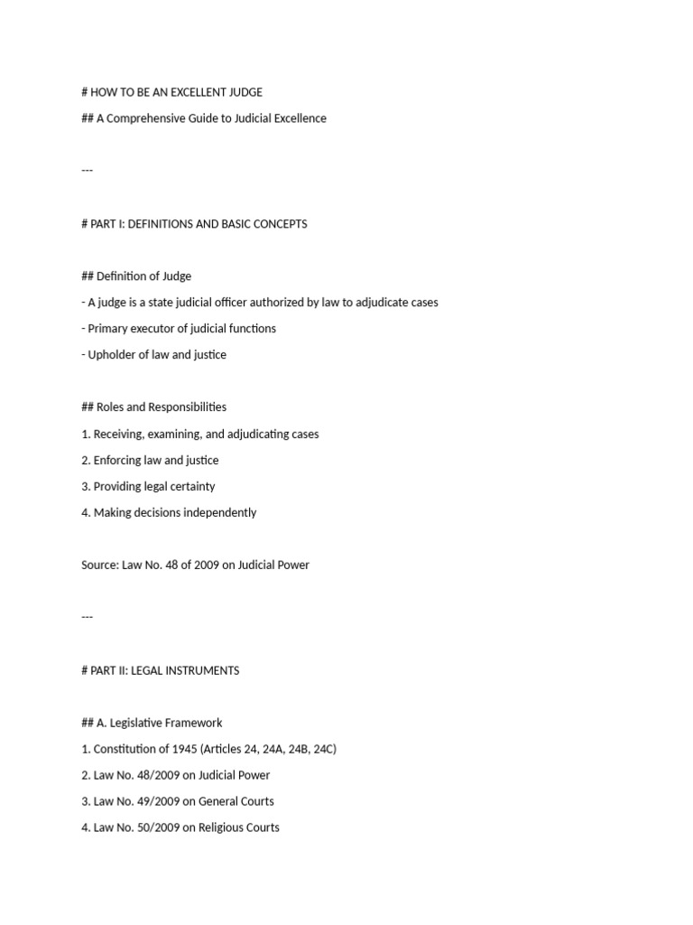 Guide to Judicial Excellence for Judges | PDF | Disciplines | Integrity