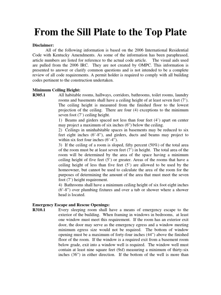 Kentucky Building Code Essentials | PDF | Framing (Construction) | Wall