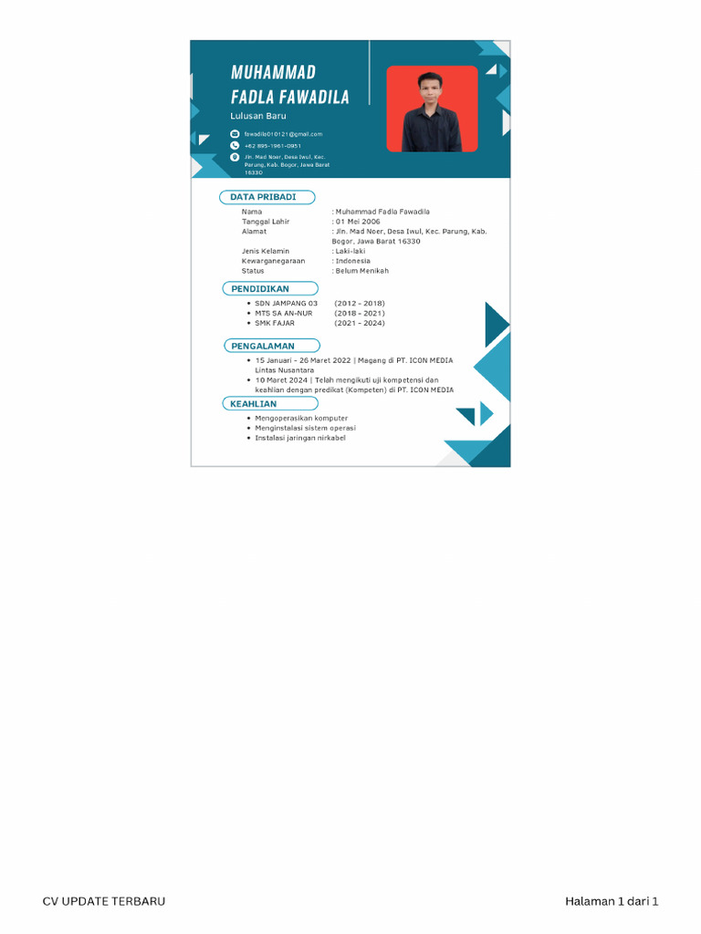 CV Update Terbaru - 20241023 - 212527 - 0000 | PDF