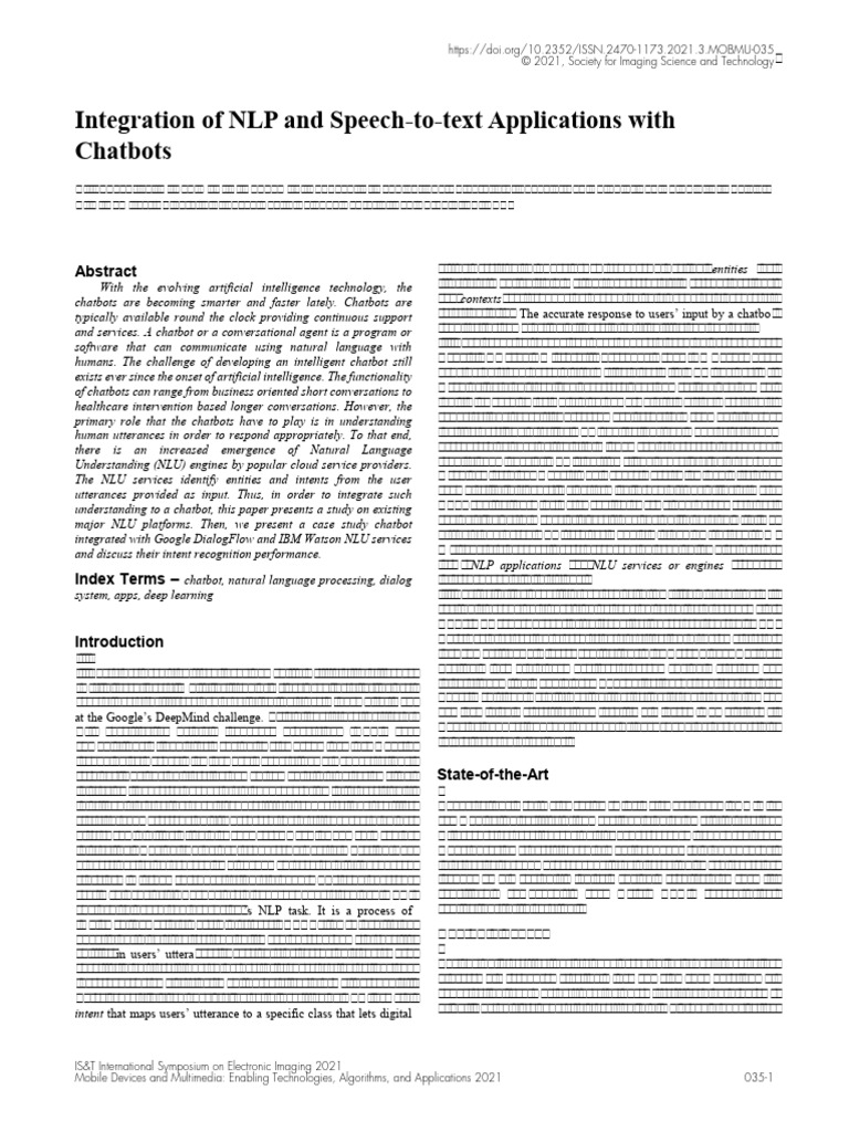 Integrating NLU in Chatbots for AI | PDF | Speech Recognition ...