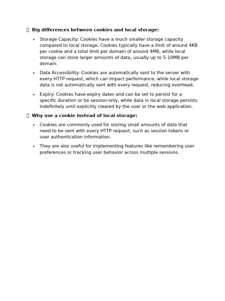 Big differences between cookies and local storage pdf
