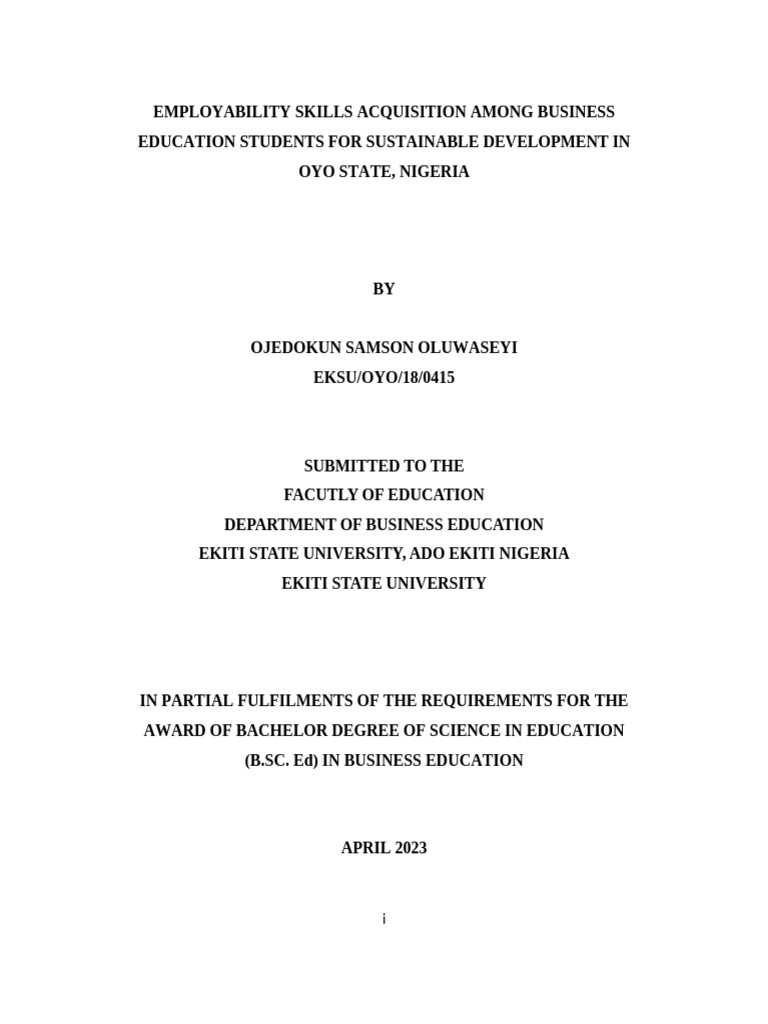Oluwaseyi Project | PDF | Sustainability | Sustainable Development