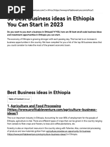 50 Best Business Ideas in Ethiopia You Can Start in 2023 - ProfitableVenture