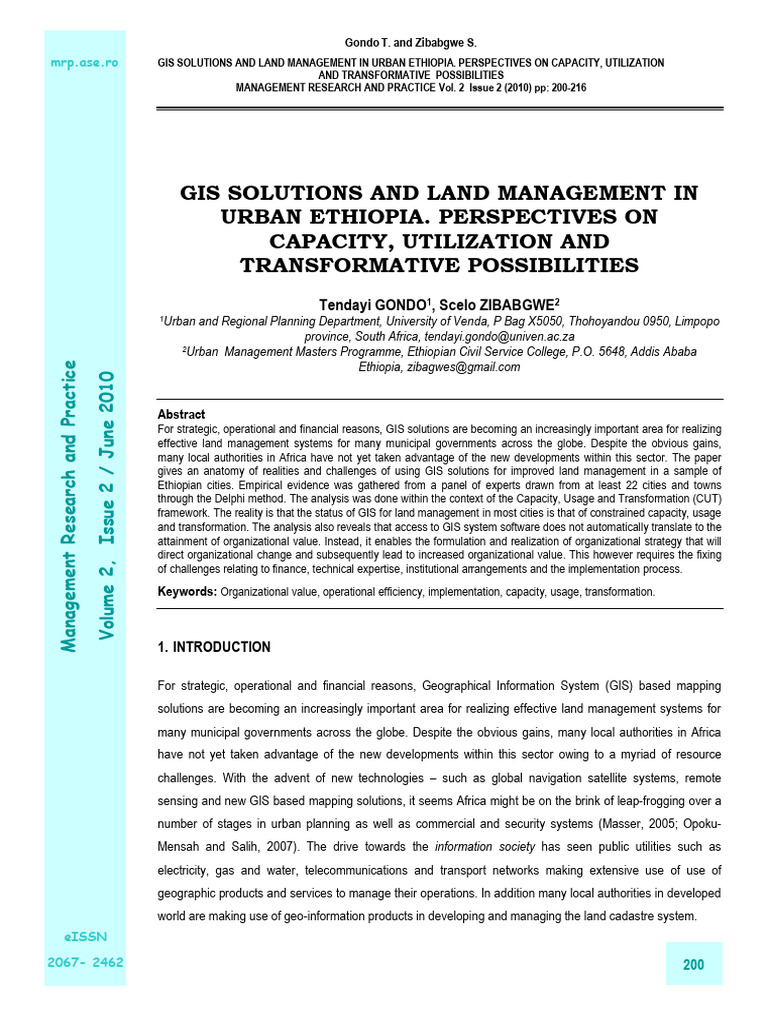 GIS in Ethiopian Urban Planning | PDF | Geographic Information System ...