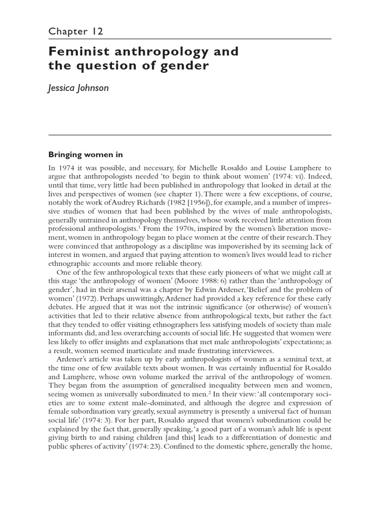 Feminist Anthropology and Gender Insights | PDF | Feminism | Gender Studies