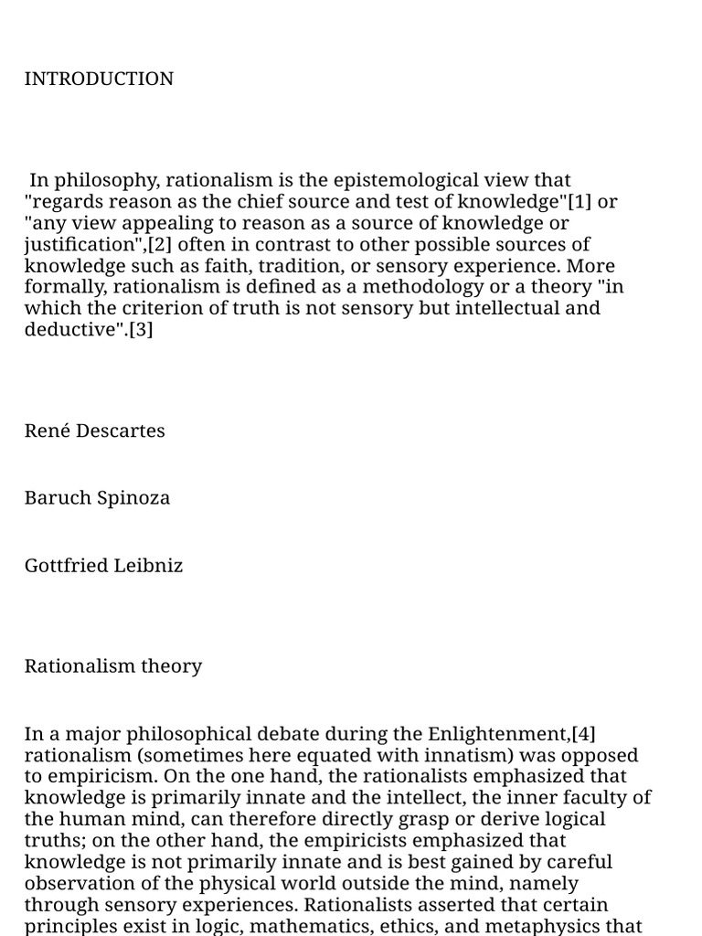 Understanding Rationalism in Philosophy | PDF | Rationalism | Logic