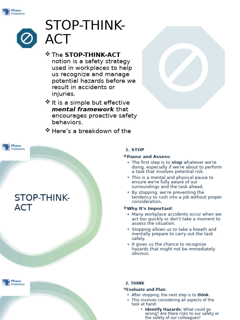 Workplace Safety: STOP-THINK-ACT Guide | PDF | Risk | Personal ...