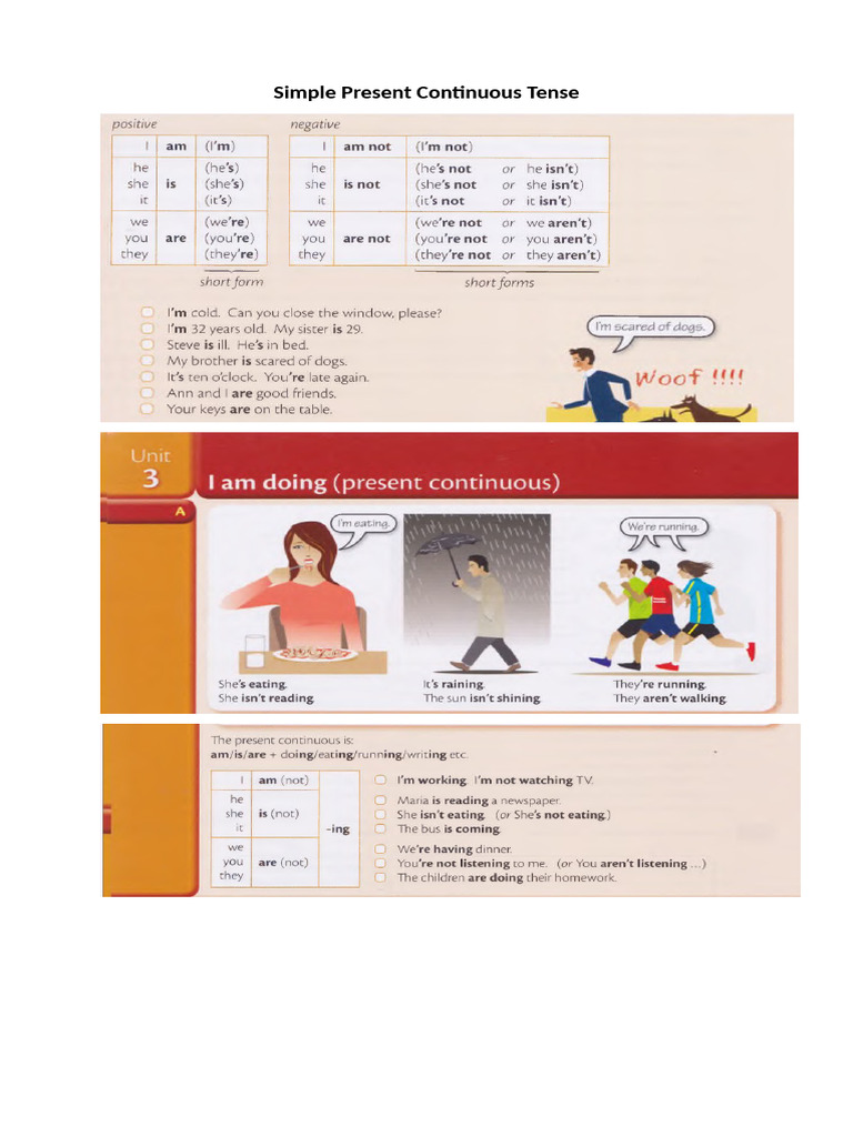 Present Continuous Tense Guide | PDF