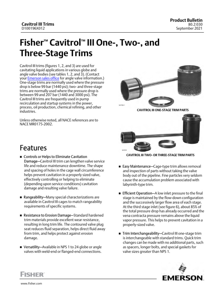 Fisher Cavitrol III Trim Overview | PDF | Valve | Mechanical Engineering
