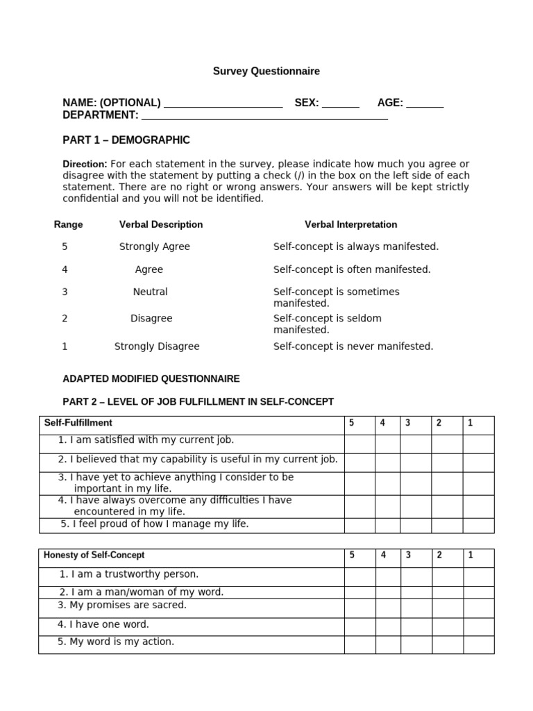 Self-Concept and Anger Management Survey | PDF | Anger | Psychological ...