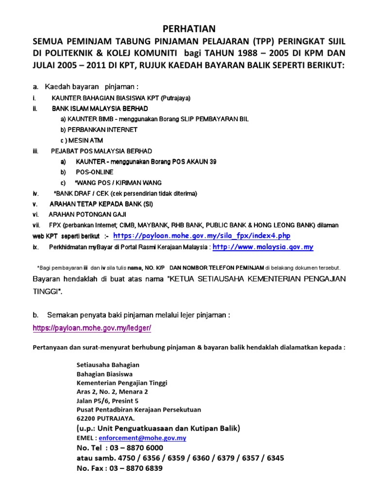 11 Kaedah Bayaran Balik Pinjaman Kpt Pdf