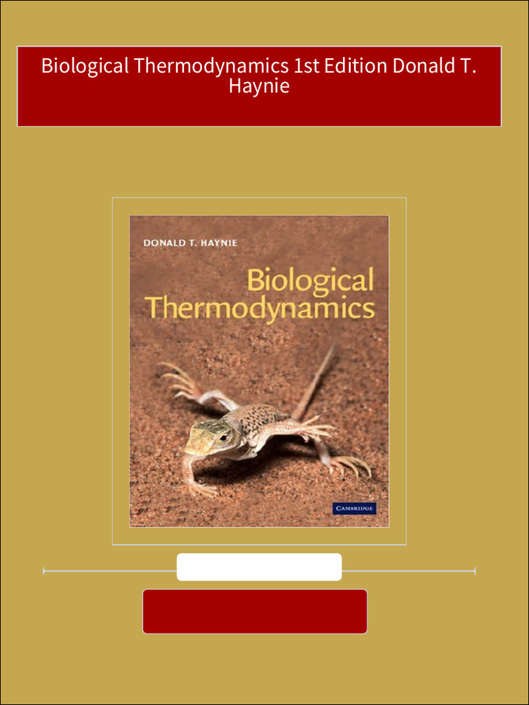 Biological Thermodynamics 1st Edition Donald T. Haynie 2024 Scribd