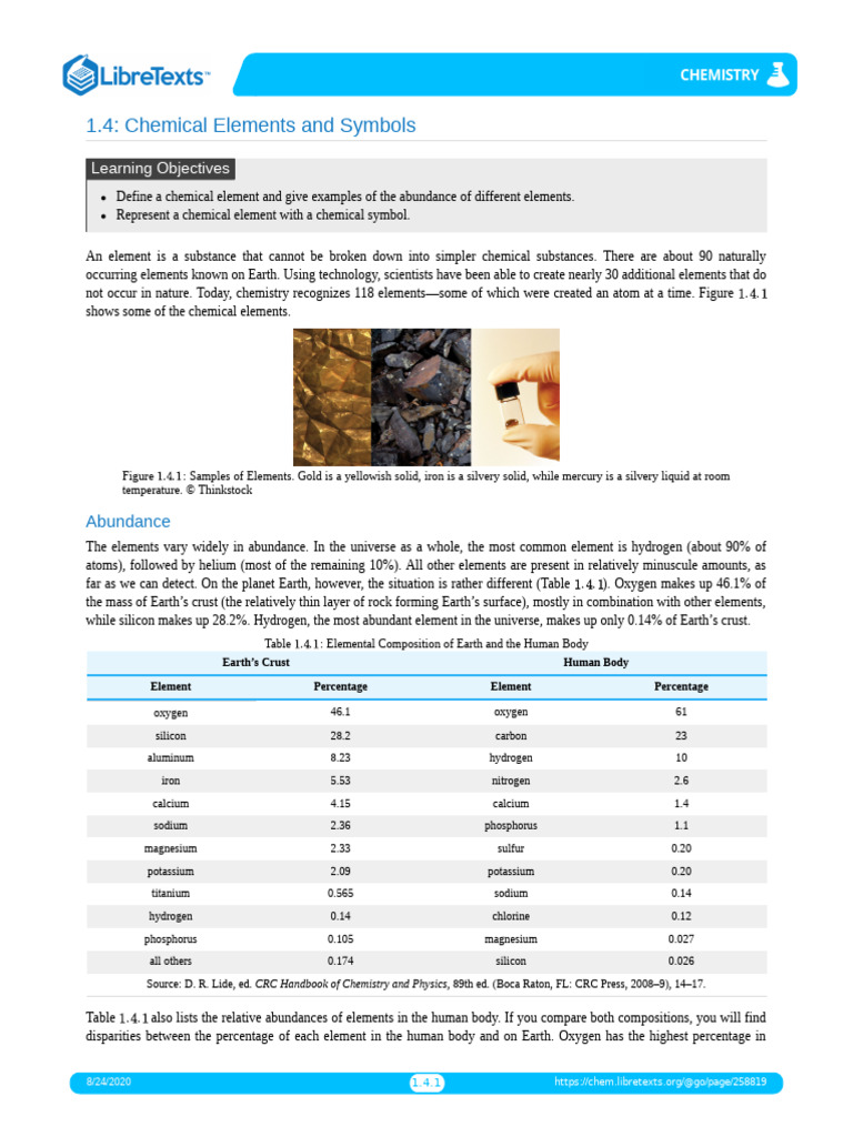 Chemical Elements and Their Symbols | PDF | Chemical Elements ...