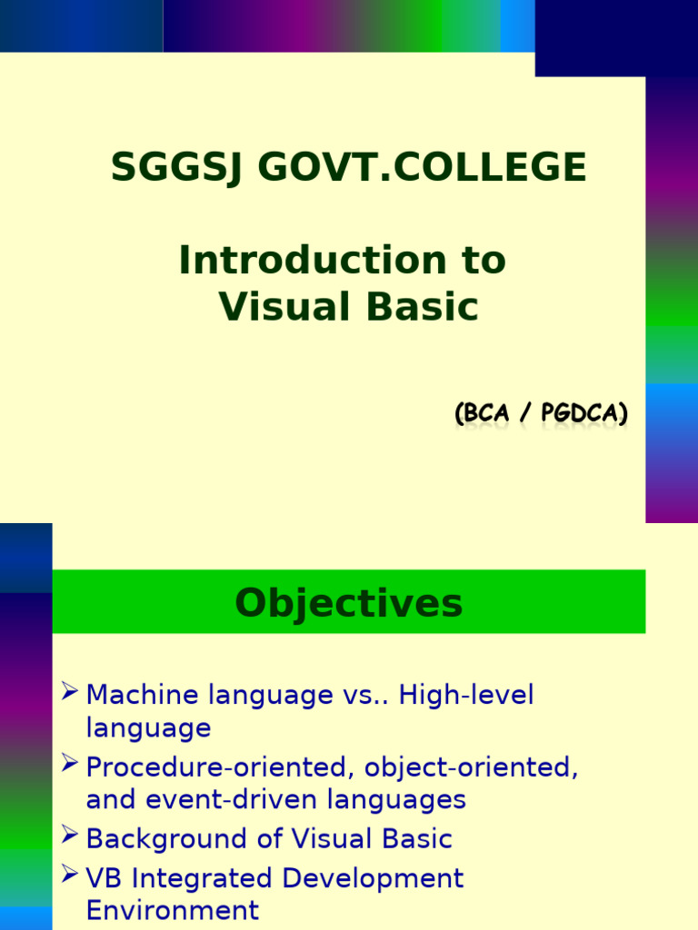Introduction to visual basic pdf basic computer program