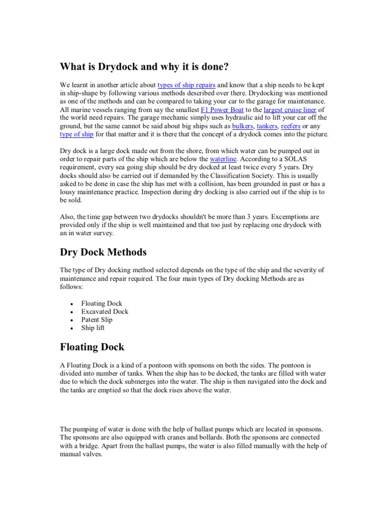 What Is Drydock And Why It Is Done Pdf