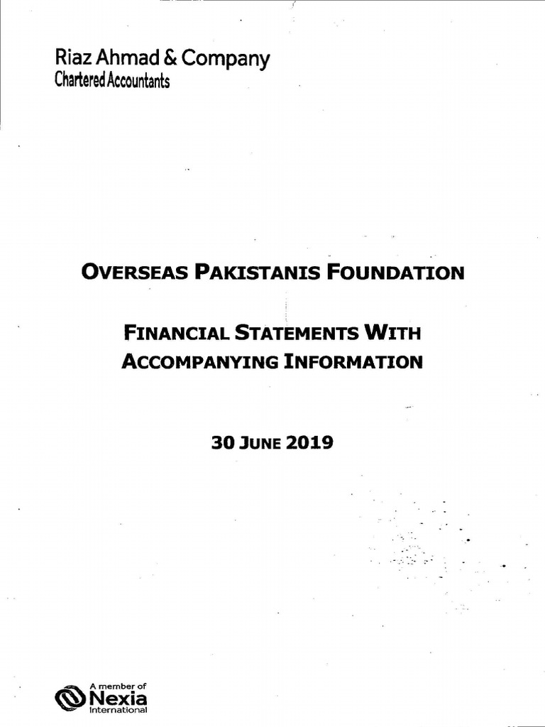 Opf Financial Statement For The Year Ended 30 06 2019 CCG Compliance ...