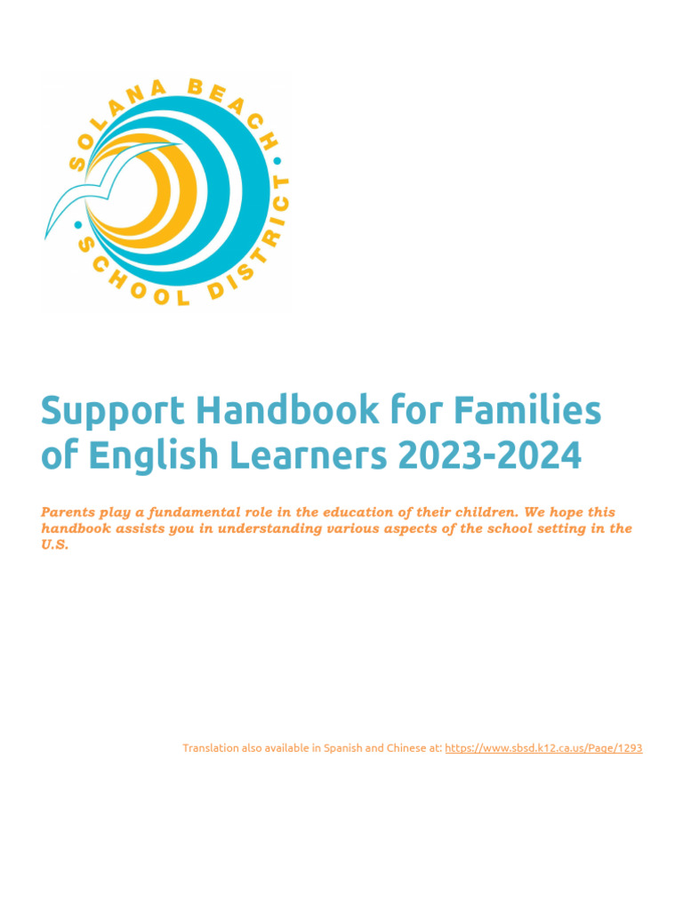 Support Handbook For Families of English Learners 2023-2024 | PDF |  Individualized Education Program | Lunch