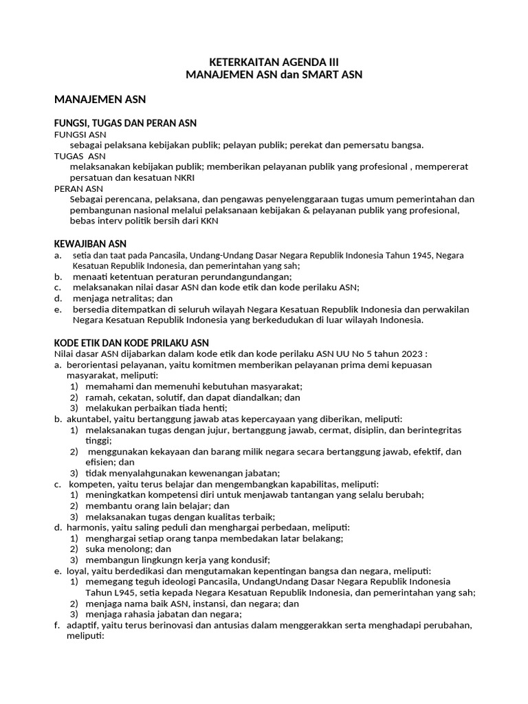Perbandingan Manajemen ASN dan Smart ASN | PDF | Karier & Perkembangan ...