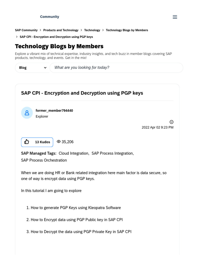 SAP CPI - Encryption and Decryption Using PGP Keys - SAP Community ...