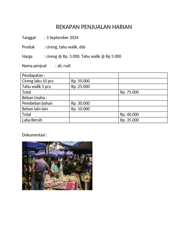Rekapan Penjualan Harian | PDF