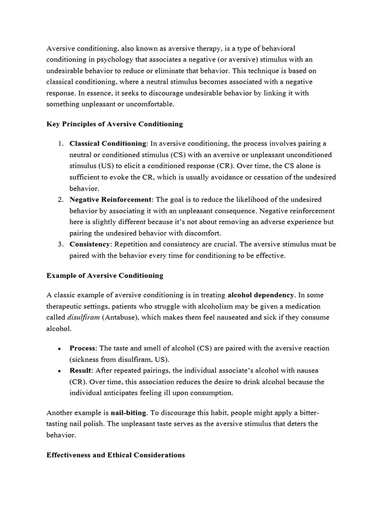 Aversive Conditioning | PDF