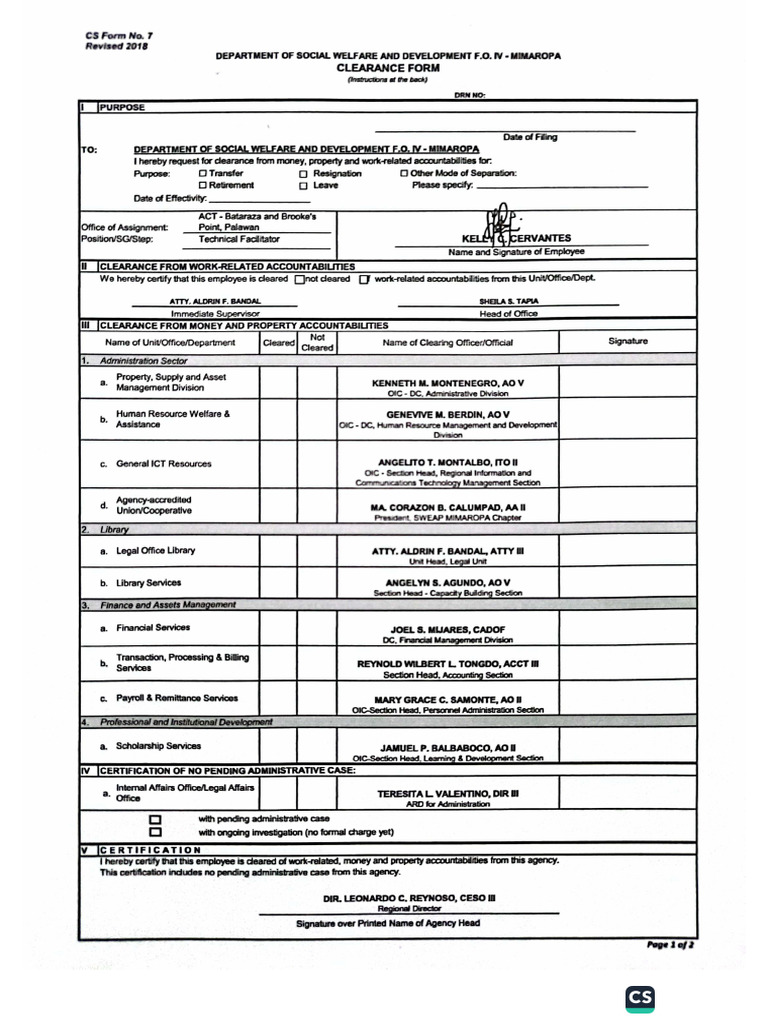 Clearance Form | PDF