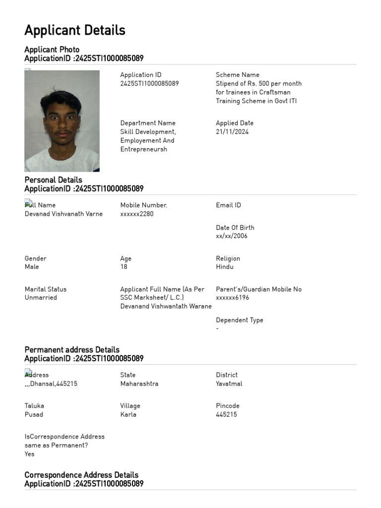 Devanand Form | PDF