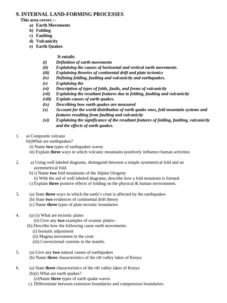 Internal Land-Forming Processes Explained | PDF | Plate Tectonics ...