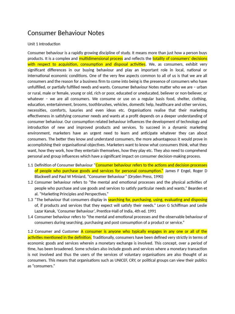 Understanding Consumer Behaviour Basics | PDF | Id | Consumer Behaviour